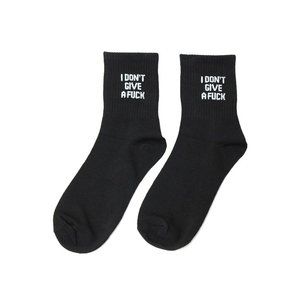 I Don't Give A Fu*k Crew Socks - Black/White - DRIKOR